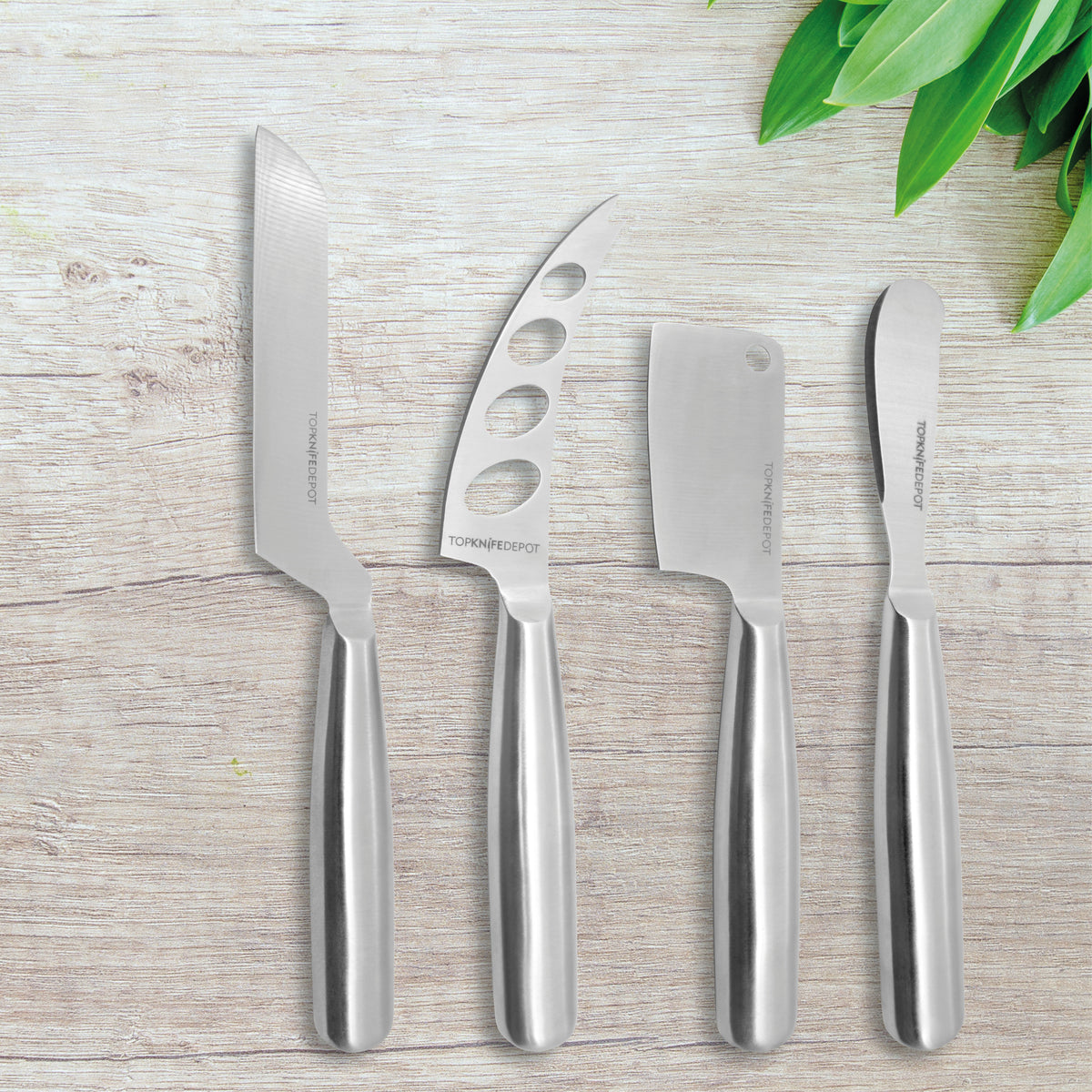 4-Piece Stainless Steel Cheese Knives Set with Wood Handles – pocoro