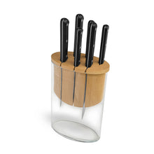 Load image into Gallery viewer, Curel 7-Pc Knife Set - Glass &amp; Wood Block - POM handle