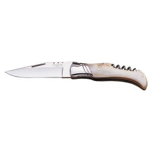 Laguiole 3-3/4" Folding Knife with Corkscrew - Bull Horn Handle