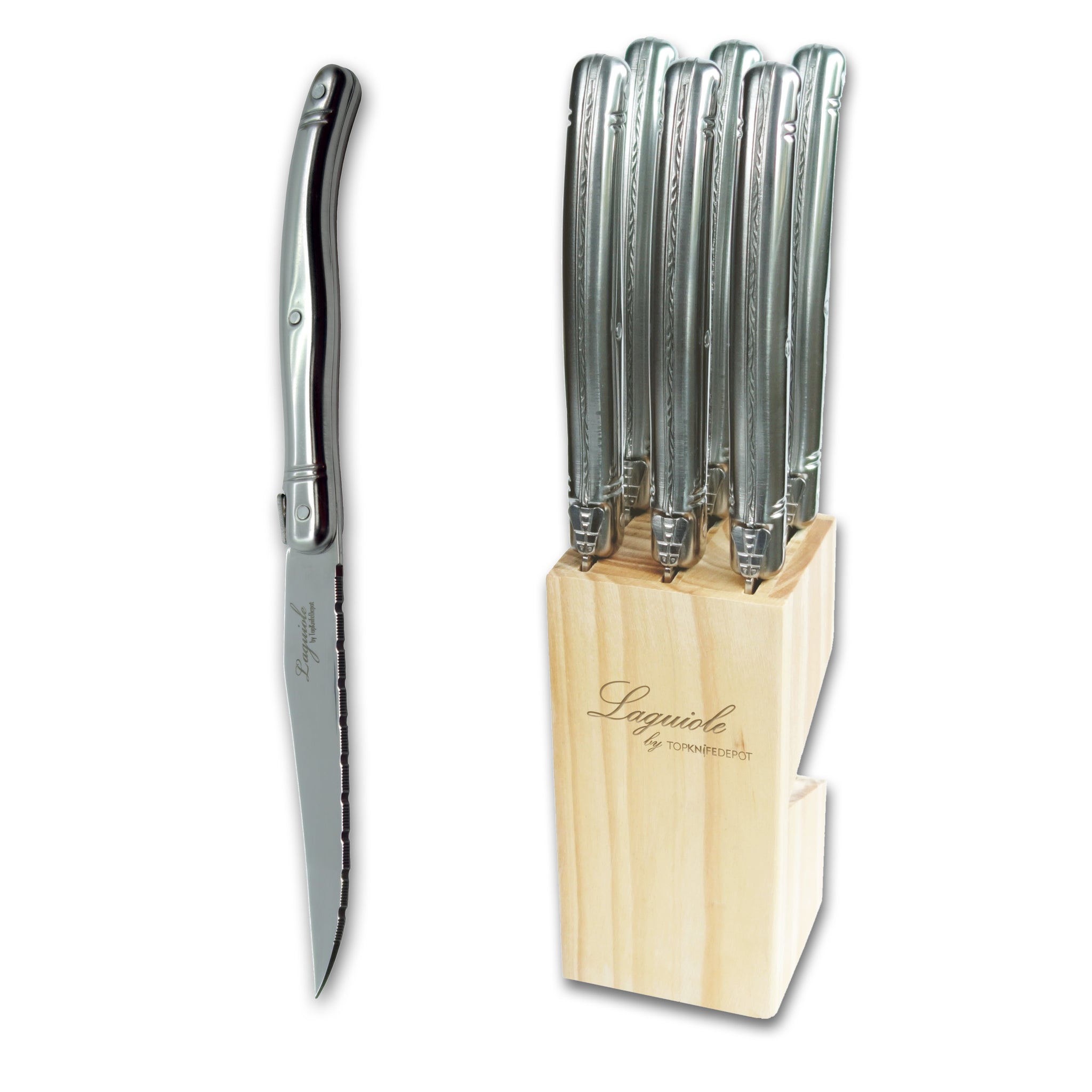 Rustic Style Steak Knife Set in 6 different woods Smooth Blade - I