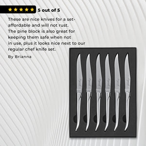 TopKnife Laguiole Forged Steak Knife Set – Stainless Steel Handle (Set 6)
