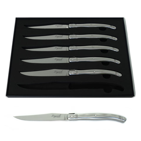 TopKnife Laguiole 6 pcs Steak Knife Set - Smooth Edge - Stainless Steel Handle - Gift Box