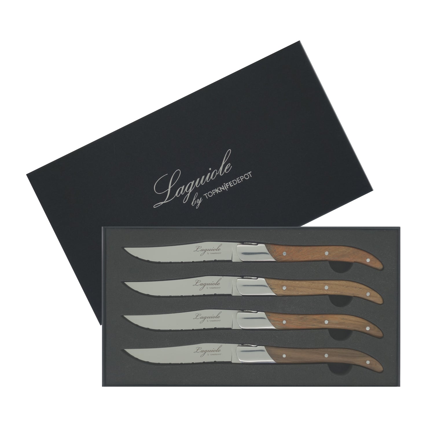 Jaswehome 4-12pcs Serrated Steak Knife Set Steel Sharp Table Knife Wood  Handle Full Tang Steel Laguiole Dinner Knife