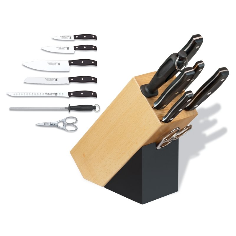 M&G Chef 8-Pc Knife Block Set - Forged Stainless Steel