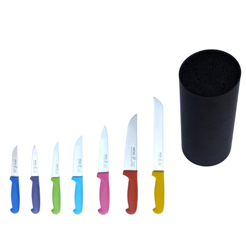 Nicul Activa 8-Pc Knife Set - Plastic Block - Color PP Handle