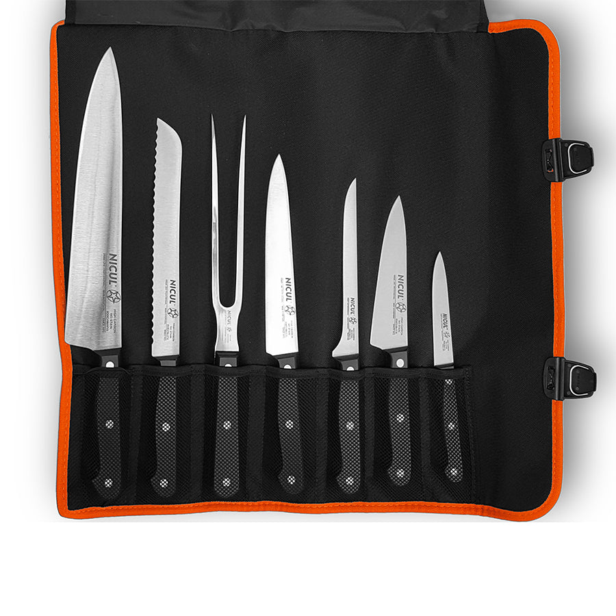 Nicul Chef Attache Knife Set 7-Pc - Black POM Handle