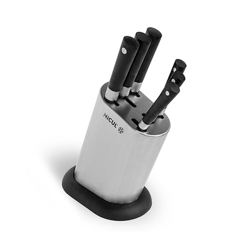 Nicul Point 7-Pc Knife Set - Stainless Steel Block