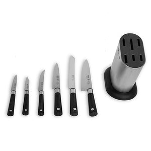Nicul Point 7-Pc Knife Set - Stainless Steel Block