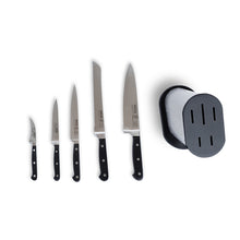 Load image into Gallery viewer, Nicul 6-Pc German Knife Set - Stainless Steel Block - POM Handle