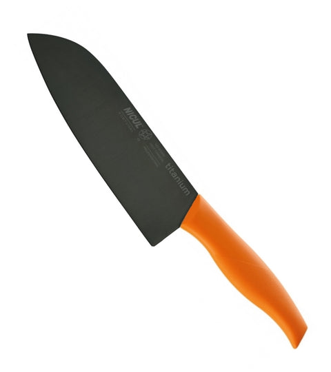 Nicul Spirit 7" Santoku Knife - Titanium Blade - Orange PP Handle